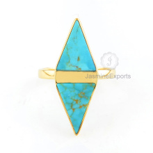 Arizona Türkis Ring, schöne 18k Gold Turquoise Edelstein Ring Großhandel Schmuck